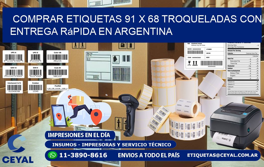 Comprar etiquetas 91 x 68 troqueladas con entrega rápida en Argentina
