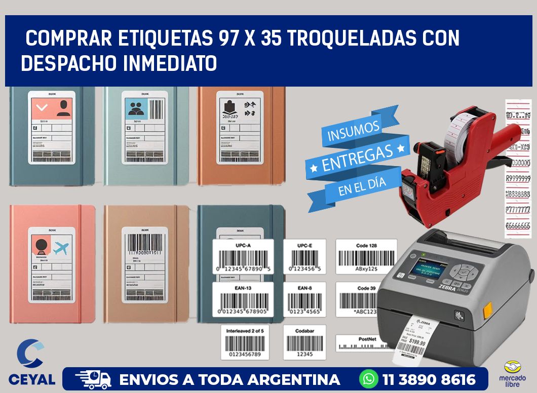 Comprar etiquetas 97 x 35 troqueladas con despacho inmediato