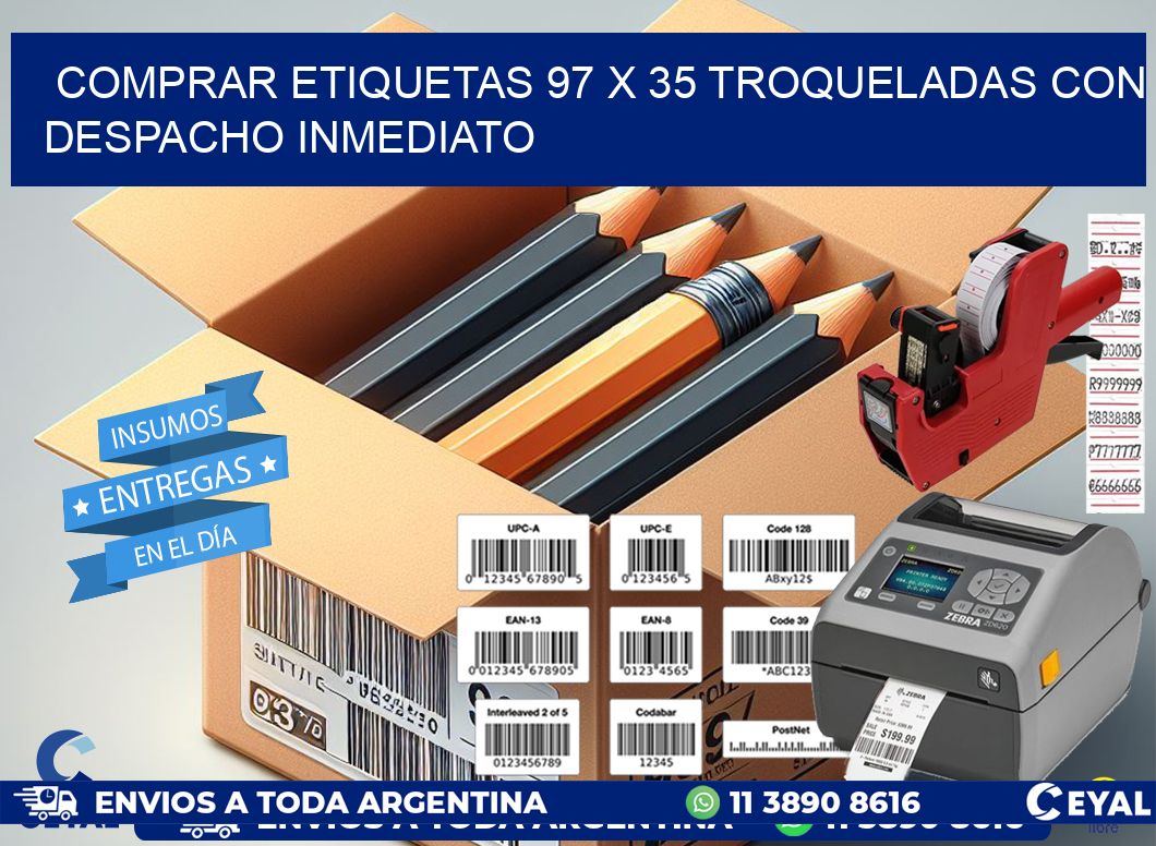 Comprar etiquetas 97 x 35 troqueladas con despacho inmediato
