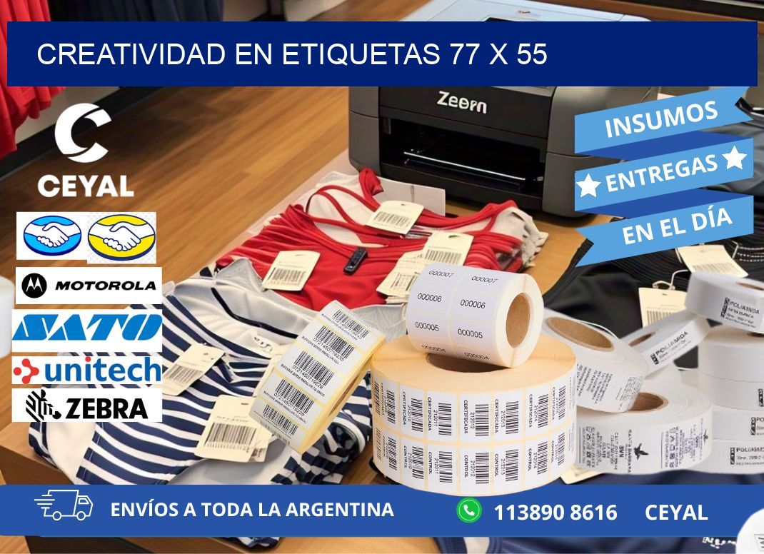 Creatividad en etiquetas 77 x 55