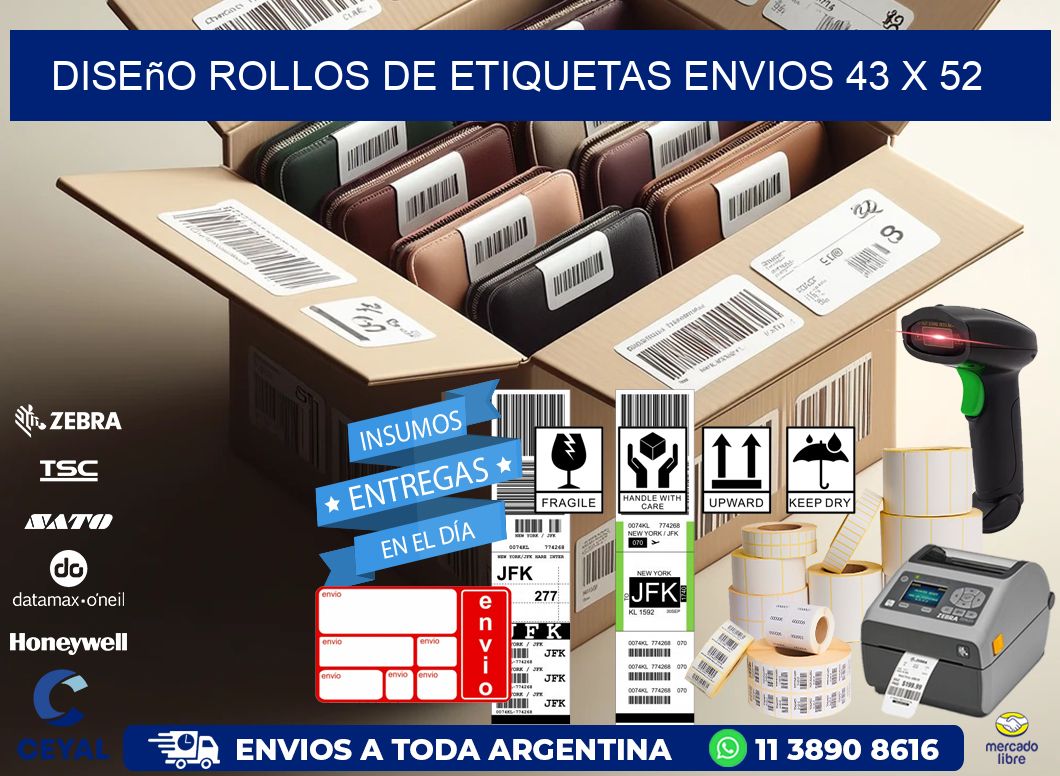 Diseño ROLLOS DE ETIQUETAS ENVIOS 43 x 52