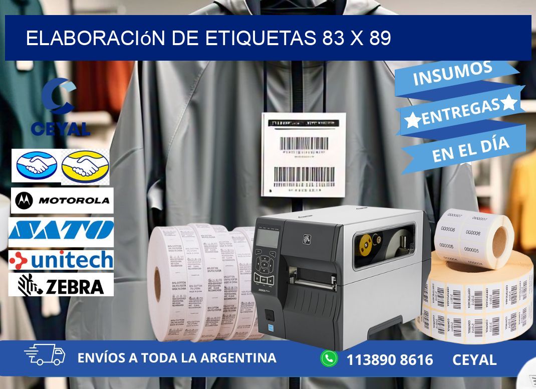 Elaboración de etiquetas 83 x 89