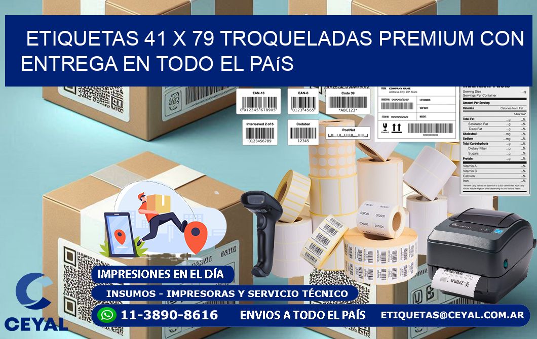 Etiquetas 41 x 79 troqueladas premium con entrega en todo el país