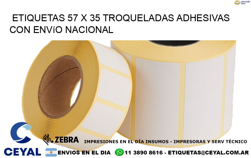 Etiquetas 57 x 35 troqueladas adhesivas con envío nacional
