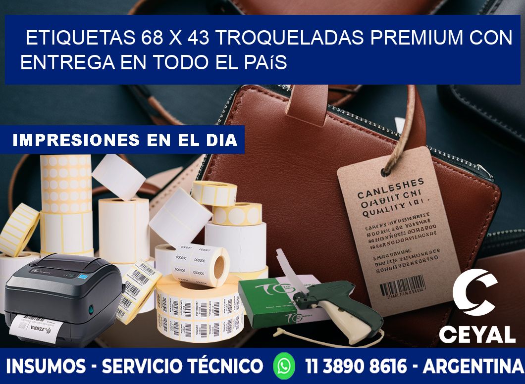 Etiquetas 68 x 43 troqueladas premium con entrega en todo el país