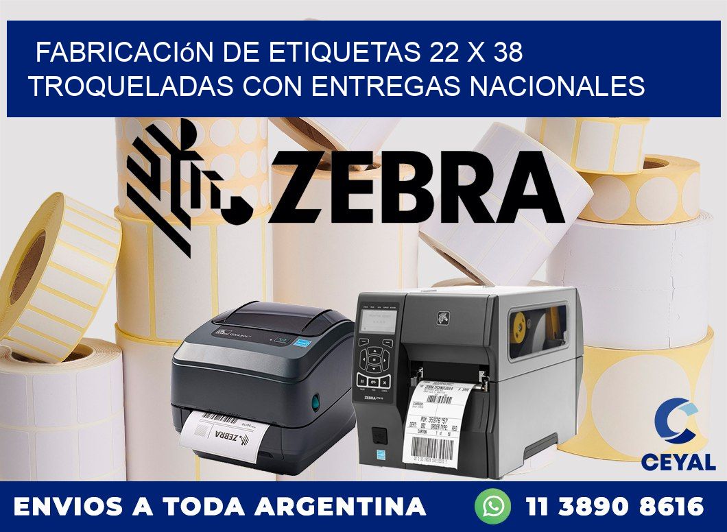 Fabricación de etiquetas 22 x 38 troqueladas con entregas nacionales