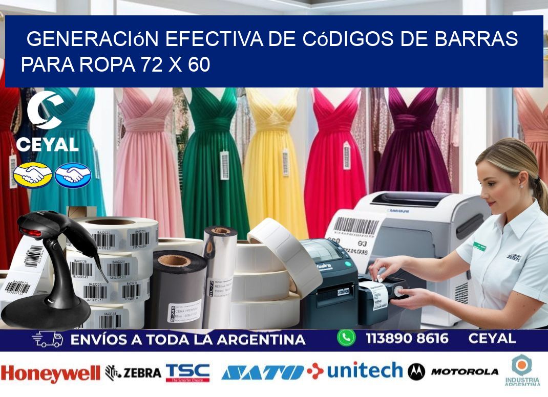 Generación Efectiva de Códigos de Barras para Ropa 72 x 60