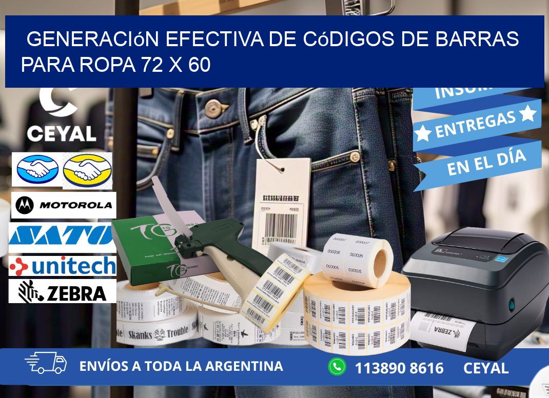 Generación Efectiva de Códigos de Barras para Ropa 72 x 60
