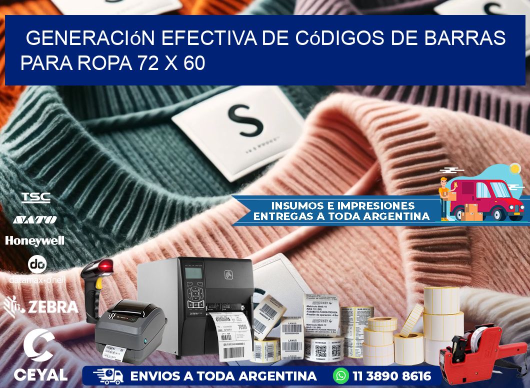 Generación Efectiva de Códigos de Barras para Ropa 72 x 60