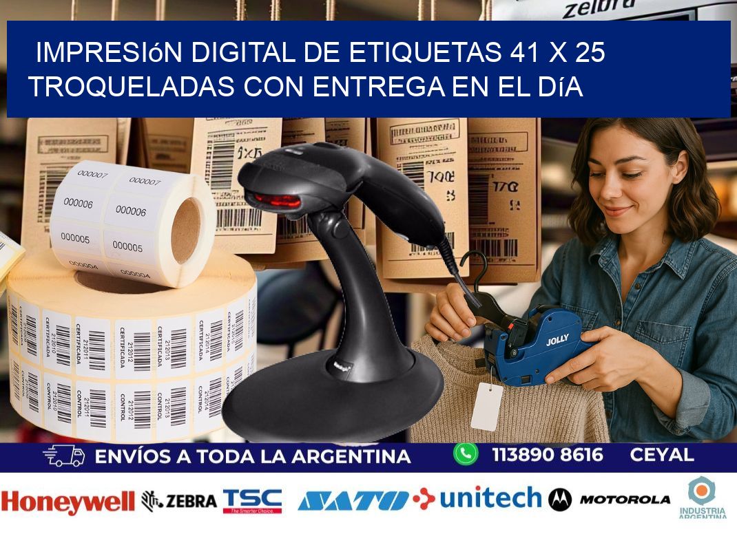 Impresión digital de etiquetas 41 x 25 troqueladas con entrega en el día