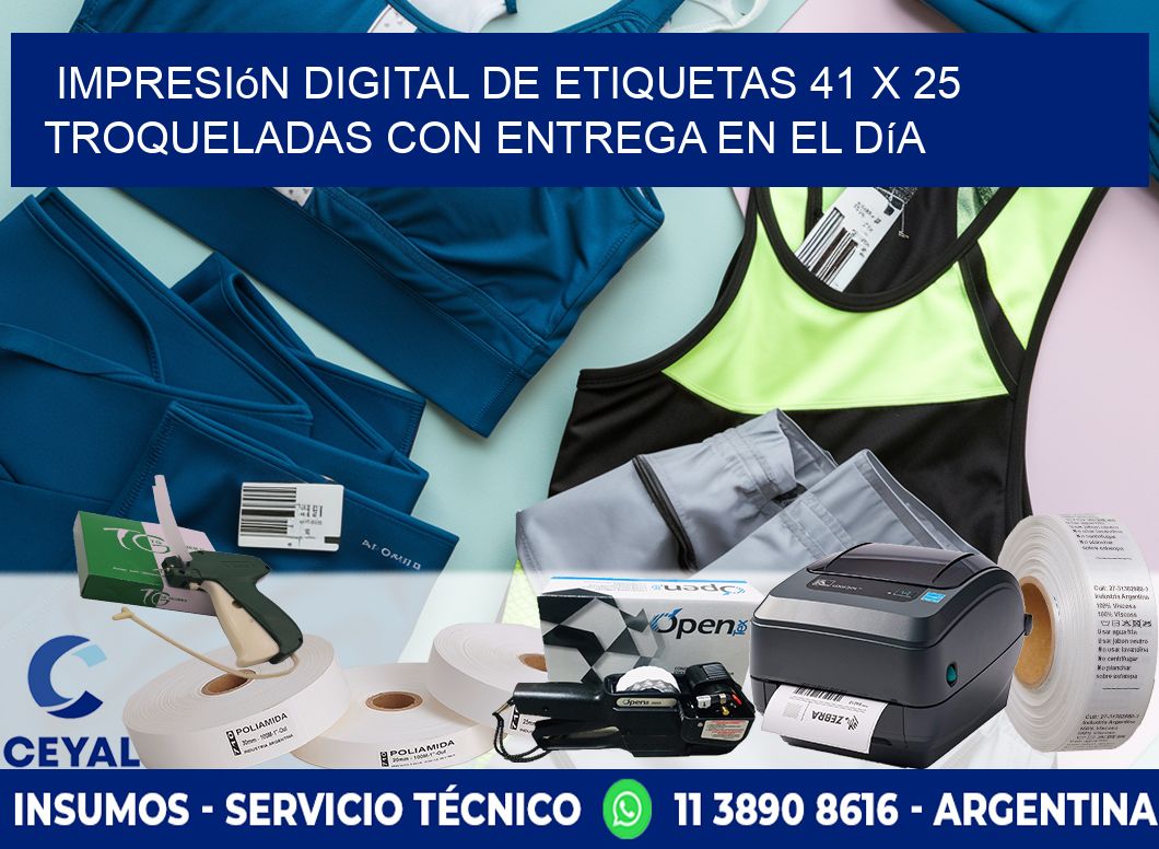 Impresión digital de etiquetas 41 x 25 troqueladas con entrega en el día