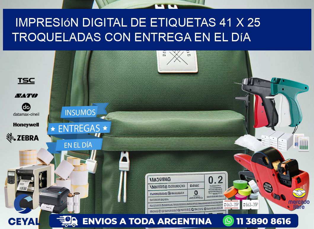Impresión digital de etiquetas 41 x 25 troqueladas con entrega en el día