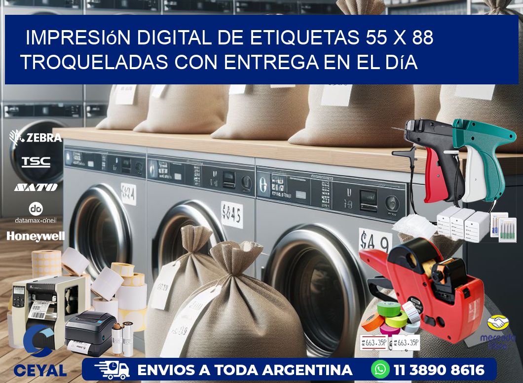 Impresión digital de etiquetas 55 x 88 troqueladas con entrega en el día