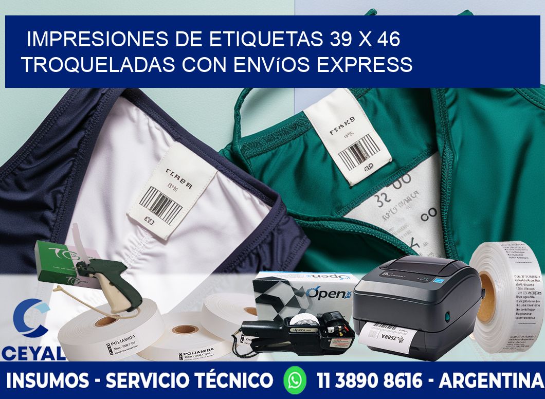 Impresiones de etiquetas 39 x 46 troqueladas con envíos express