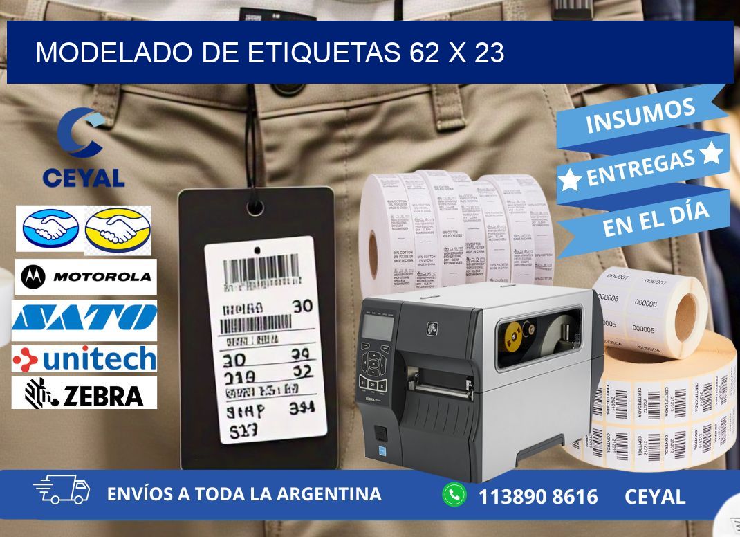 Modelado de etiquetas 62 x 23