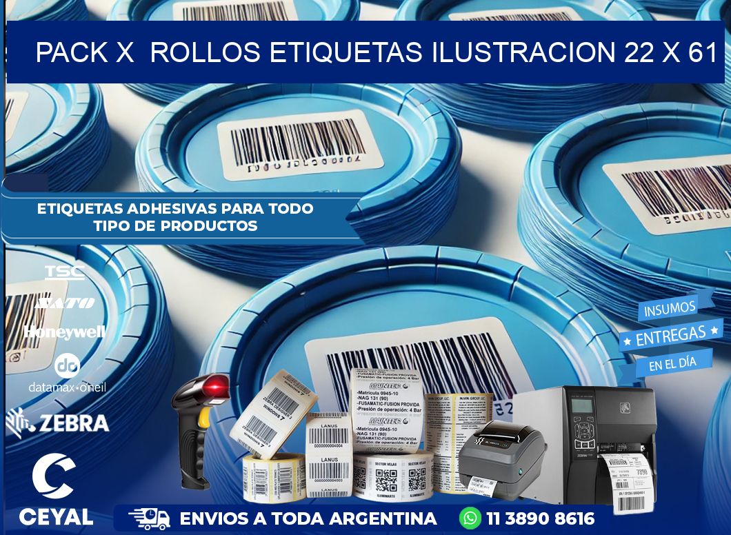 Pack X  Rollos Etiquetas Ilustracion 22 x 61