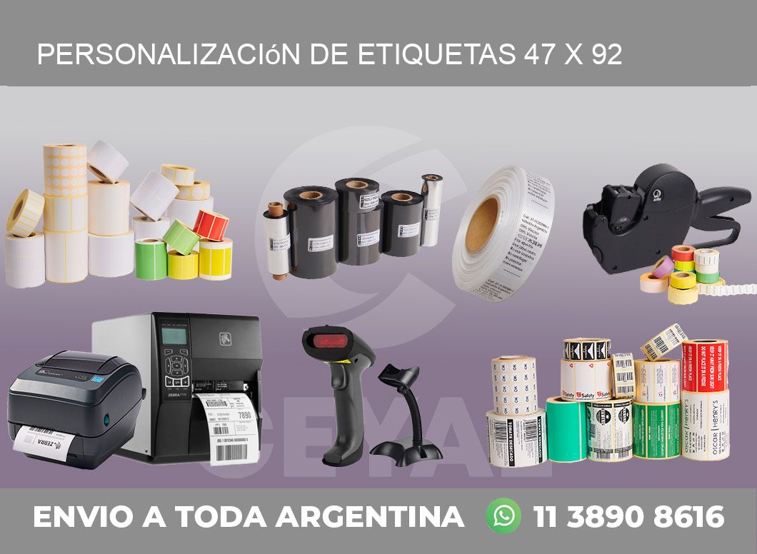 Personalización de etiquetas 47 x 92