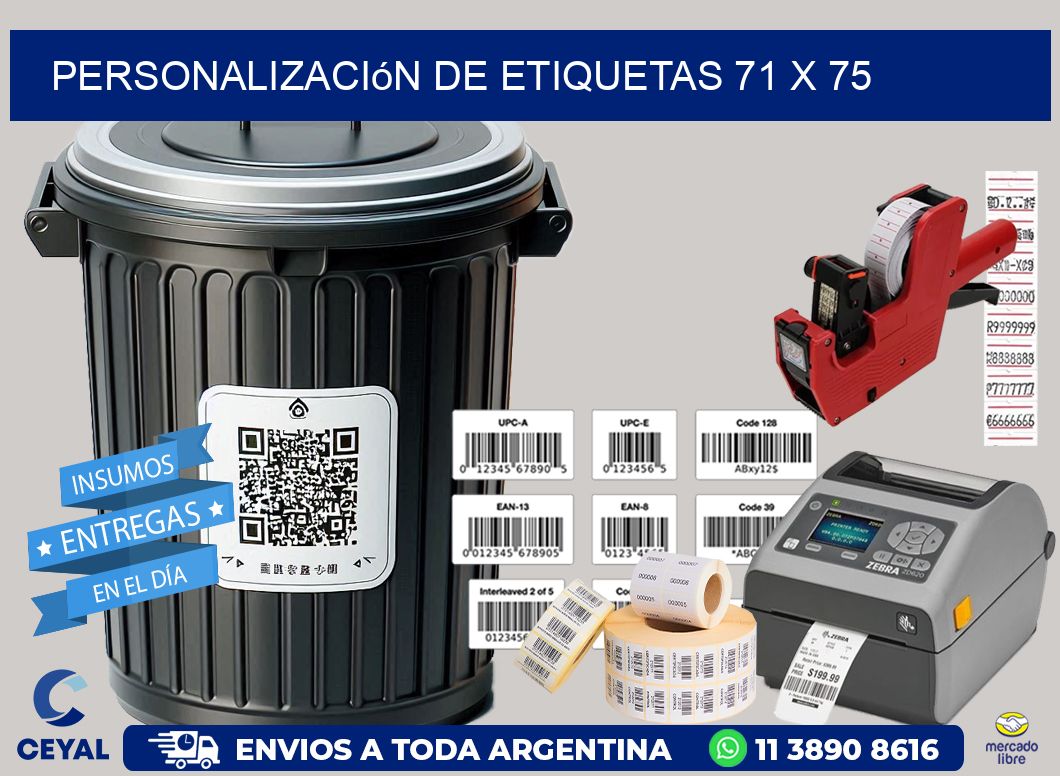 Personalización de etiquetas 71 x 75