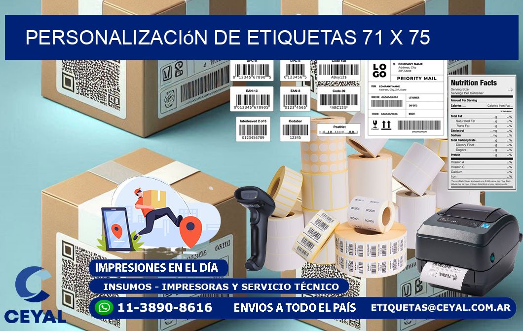Personalización de etiquetas 71 x 75