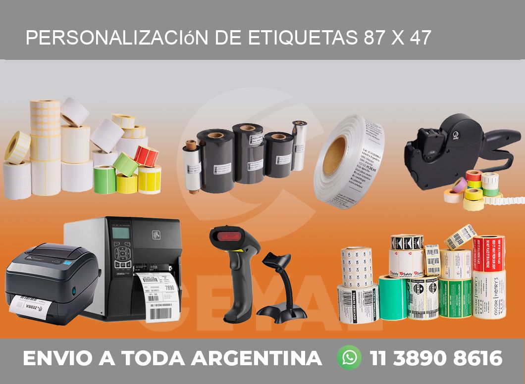 Personalización de etiquetas 87 x 47