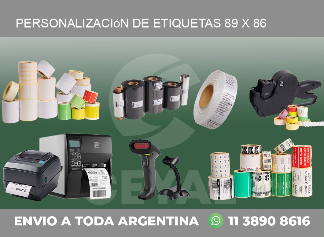 Personalización de etiquetas 89 x 86