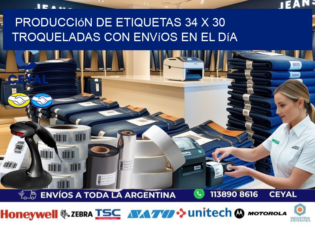 Producción de etiquetas 34 x 30 troqueladas con envíos en el día