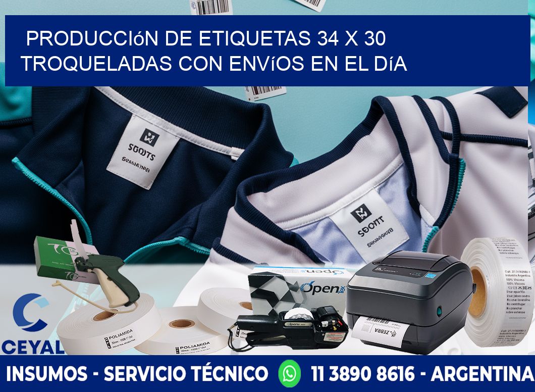 Producción de etiquetas 34 x 30 troqueladas con envíos en el día