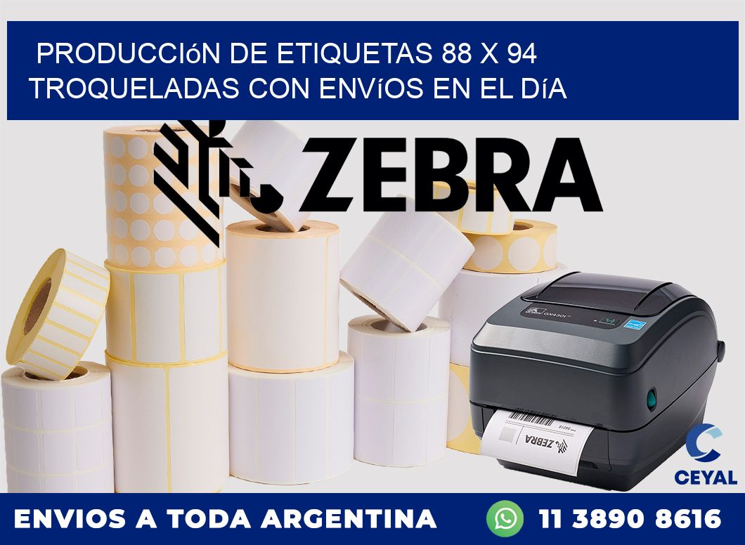 Producción de etiquetas 88 x 94 troqueladas con envíos en el día