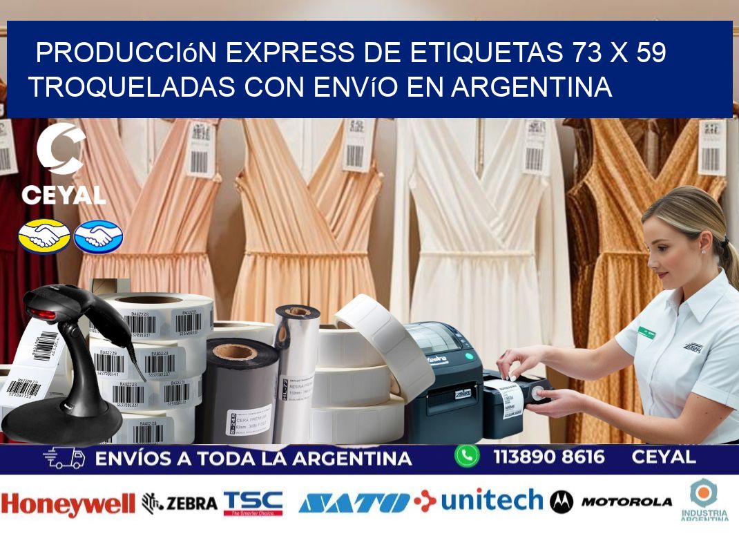 Producción express de etiquetas 73 x 59 troqueladas con envío en Argentina