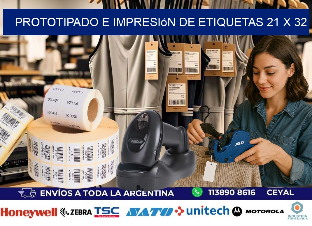 Prototipado e impresión de etiquetas 21 x 32