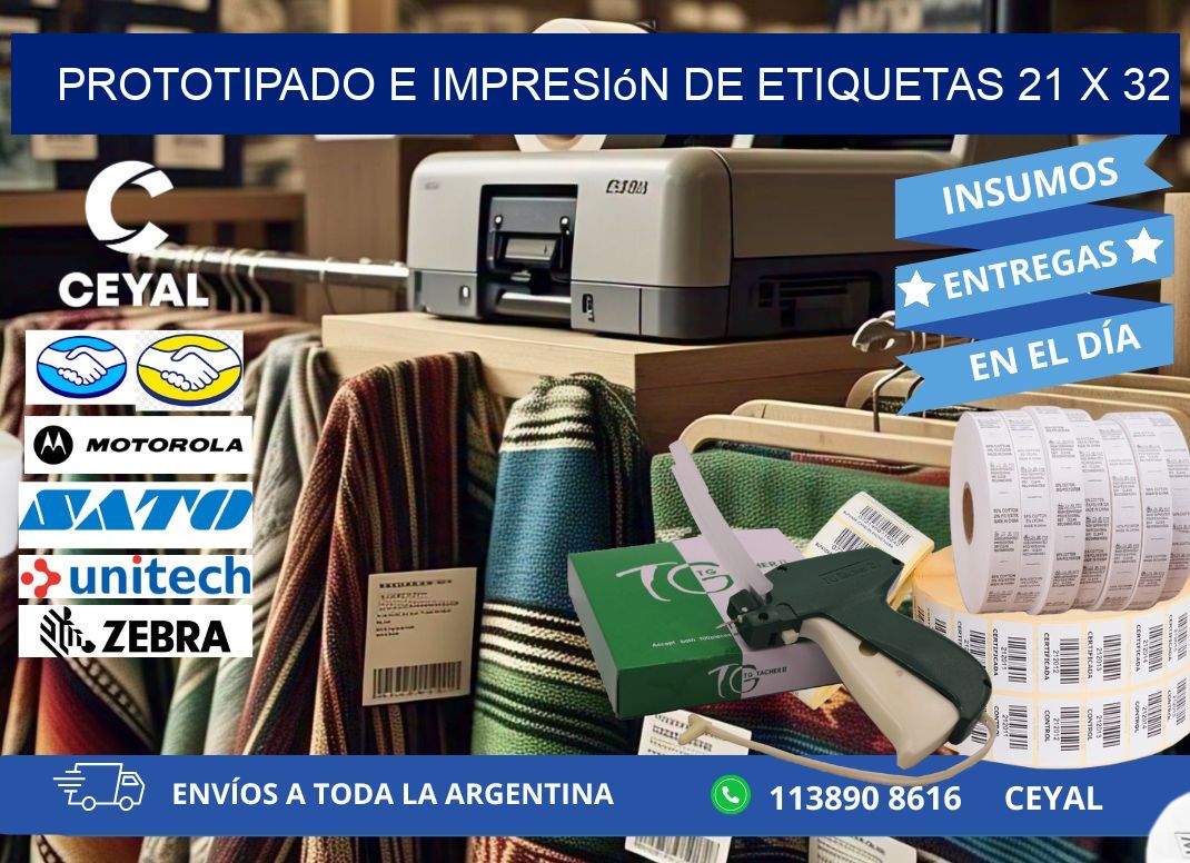 Prototipado e impresión de etiquetas 21 x 32
