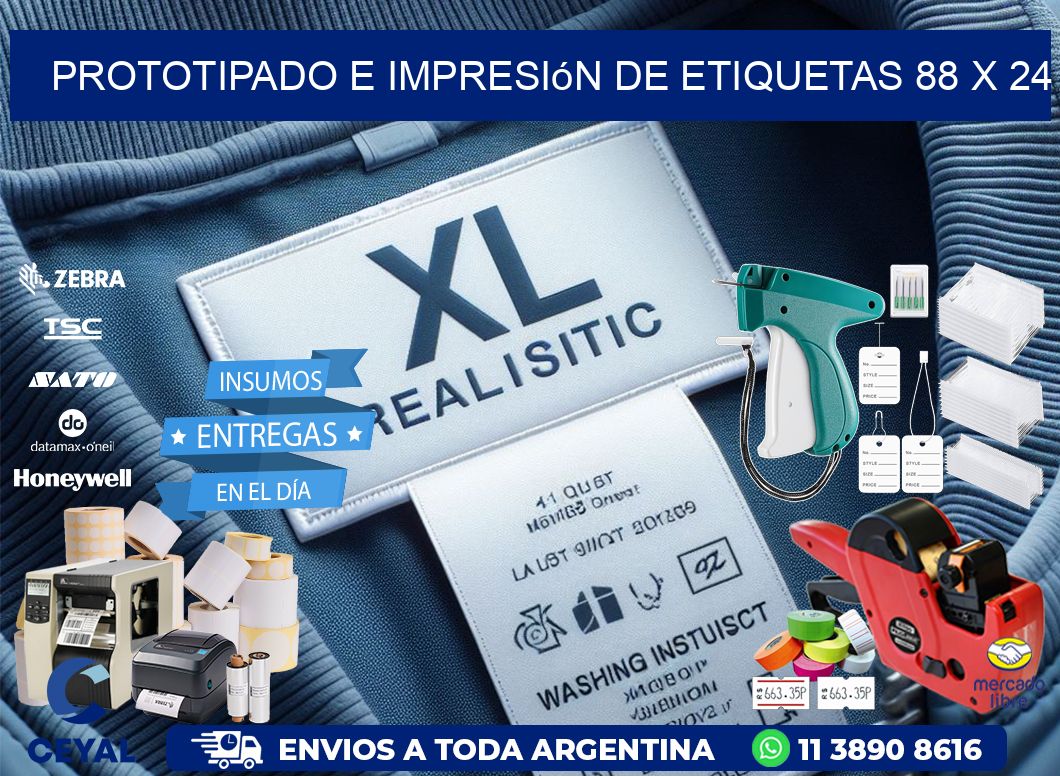 Prototipado e impresión de etiquetas 88 x 24