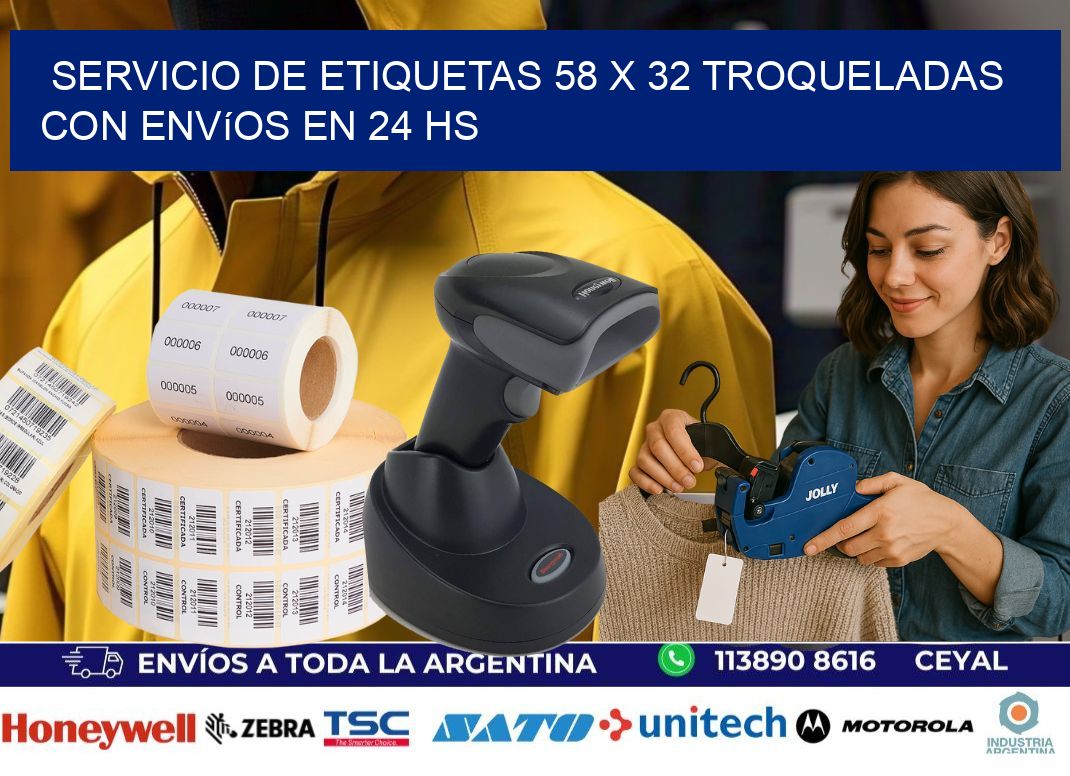Servicio de etiquetas 58 x 32 troqueladas con envíos en 24 hs