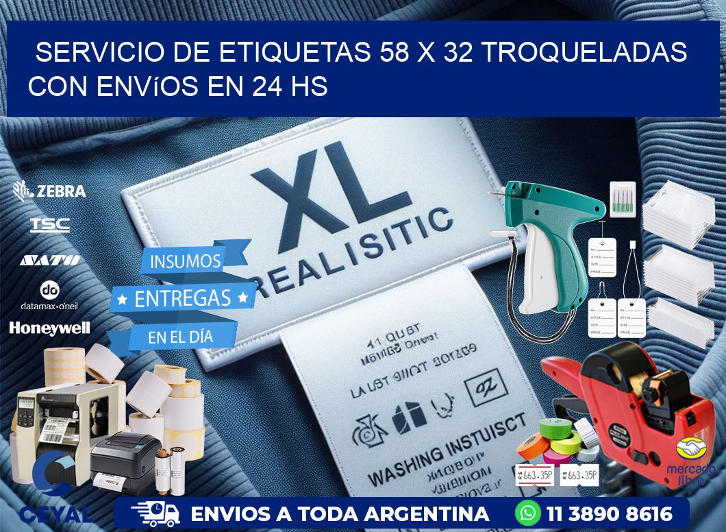 Servicio de etiquetas 58 x 32 troqueladas con envíos en 24 hs