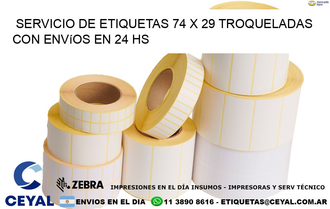 Servicio de etiquetas 74 x 29 troqueladas con envíos en 24 hs