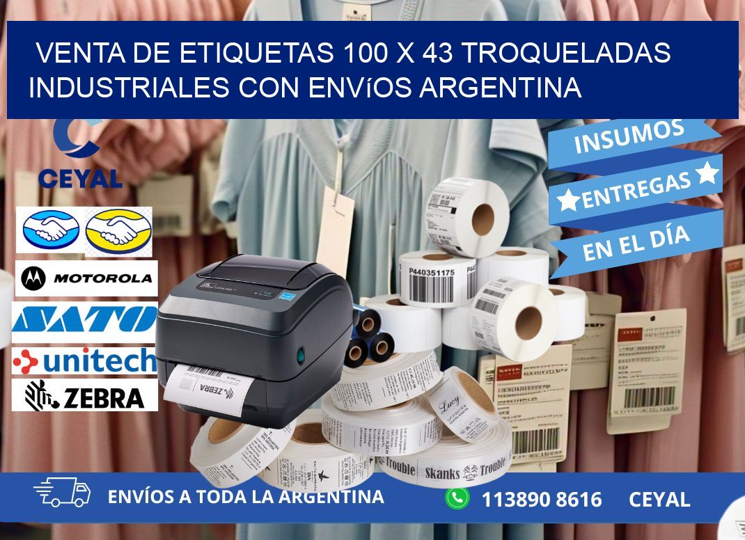 Venta de etiquetas 100 x 43 troqueladas industriales con envíos Argentina