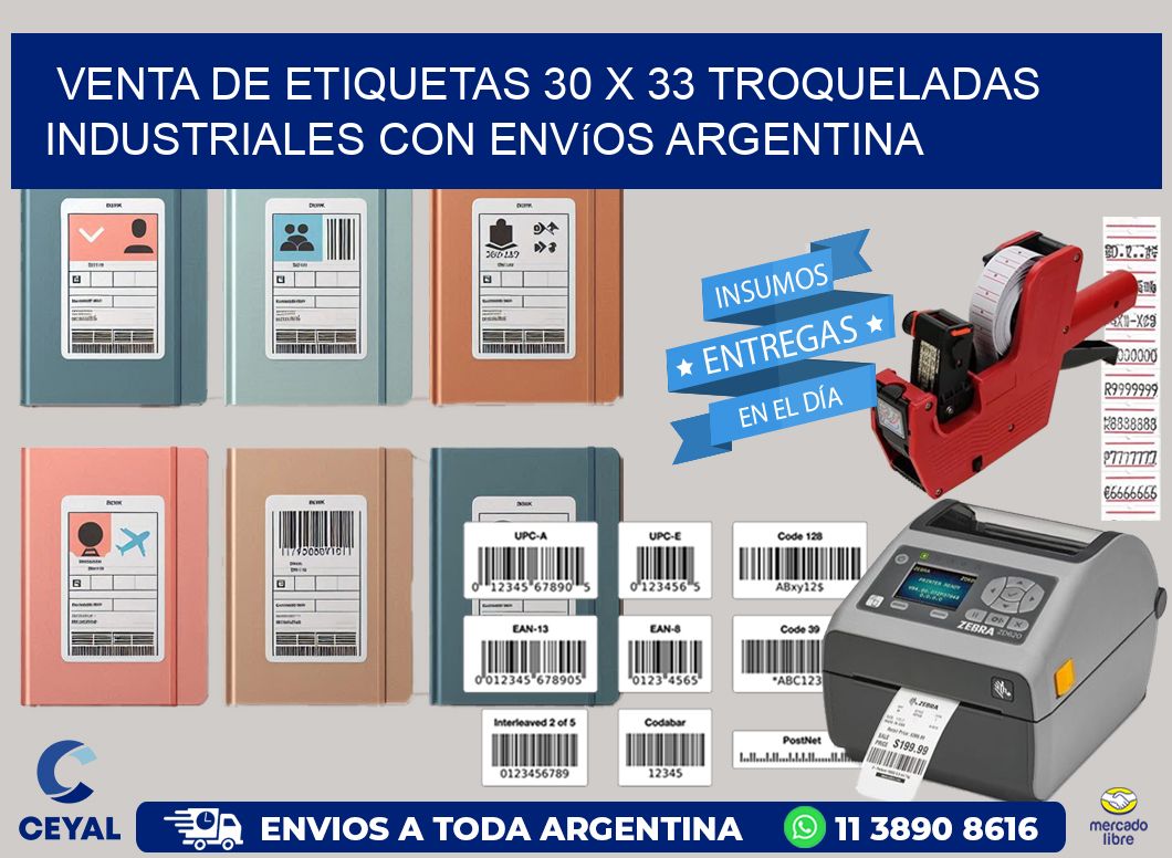 Venta de etiquetas 30 x 33 troqueladas industriales con envíos Argentina