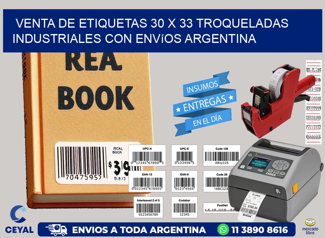 Venta de etiquetas 30 x 33 troqueladas industriales con envíos Argentina