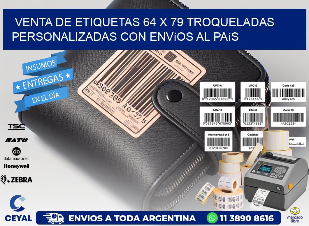Venta de etiquetas 64 x 79 troqueladas personalizadas con envíos al país