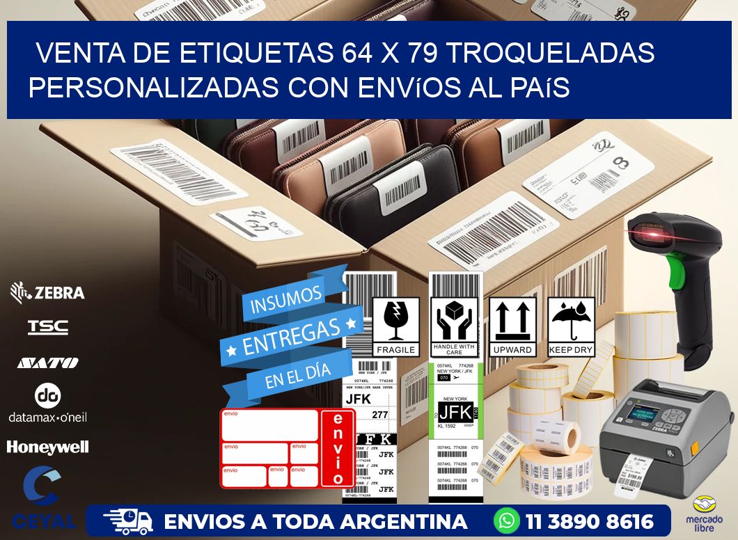 Venta de etiquetas 64 x 79 troqueladas personalizadas con envíos al país