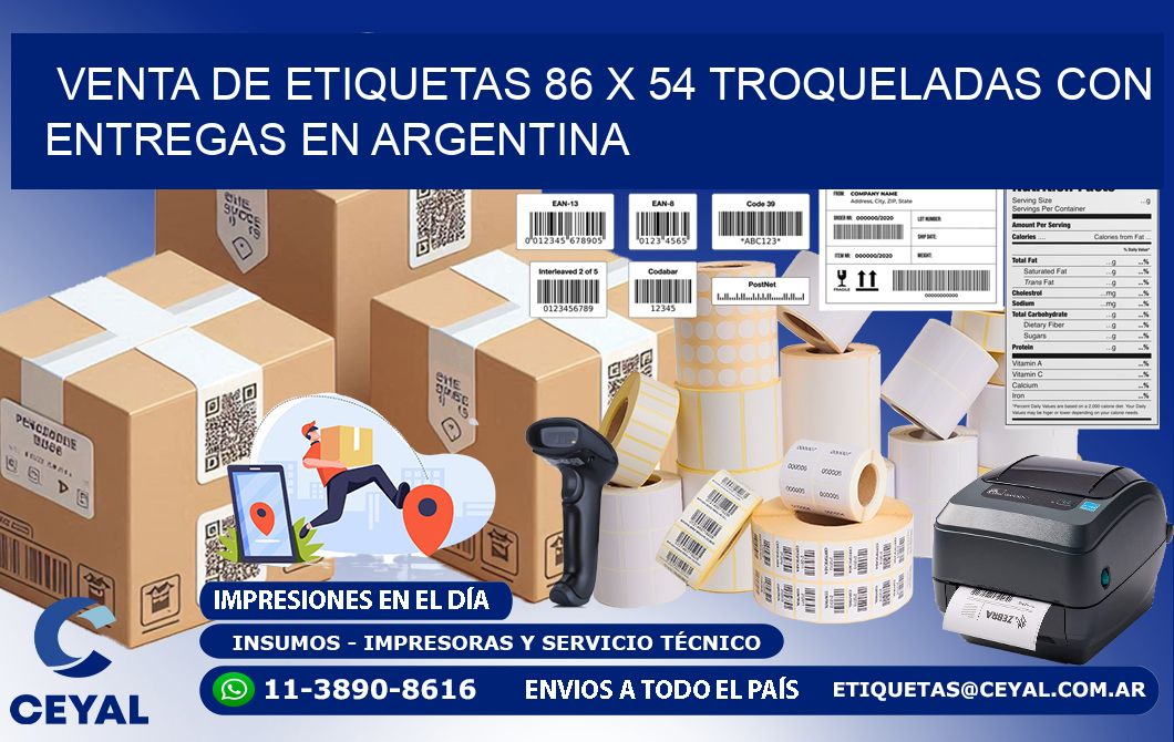 Venta de etiquetas 86 x 54 troqueladas con entregas en Argentina