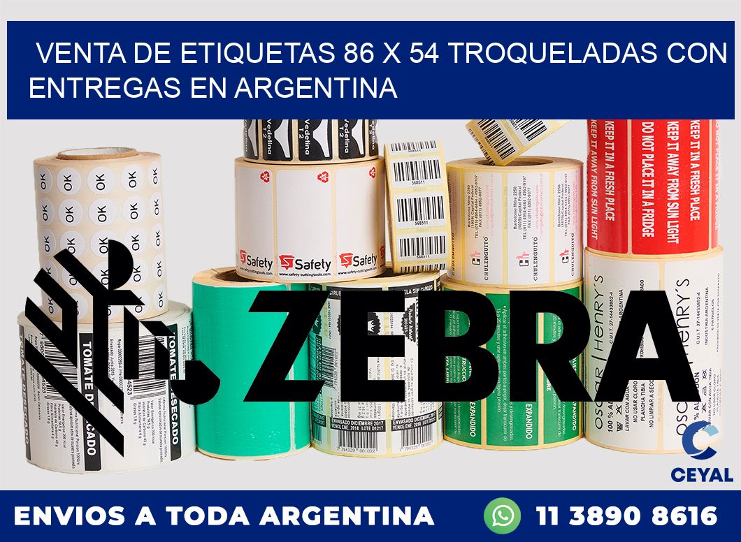Venta de etiquetas 86 x 54 troqueladas con entregas en Argentina