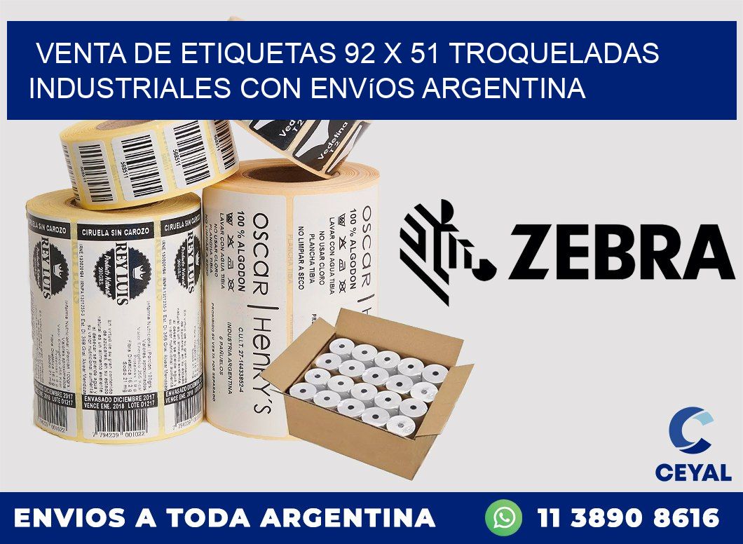 Venta de etiquetas 92 x 51 troqueladas industriales con envíos Argentina