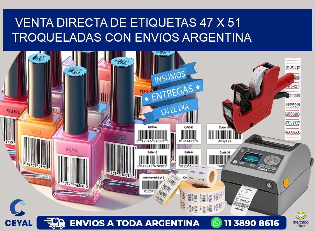 Venta directa de etiquetas 47 x 51 troqueladas con envíos Argentina