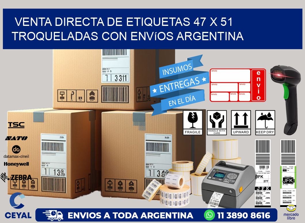 Venta directa de etiquetas 47 x 51 troqueladas con envíos Argentina