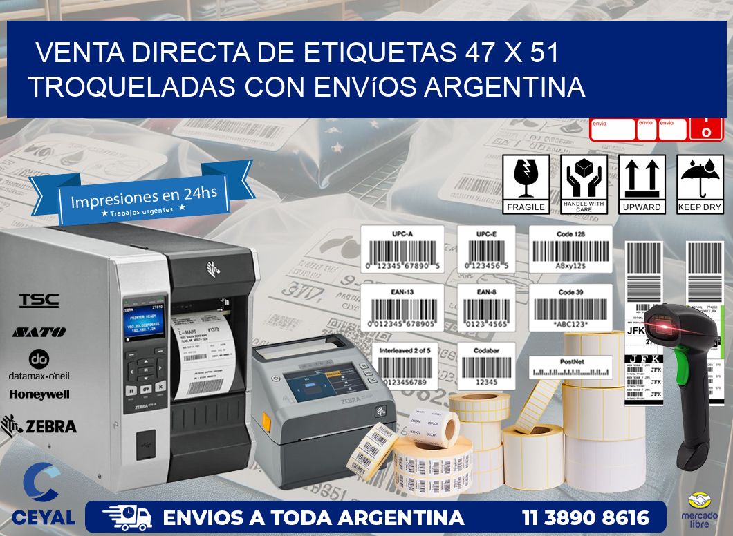 Venta directa de etiquetas 47 x 51 troqueladas con envíos Argentina