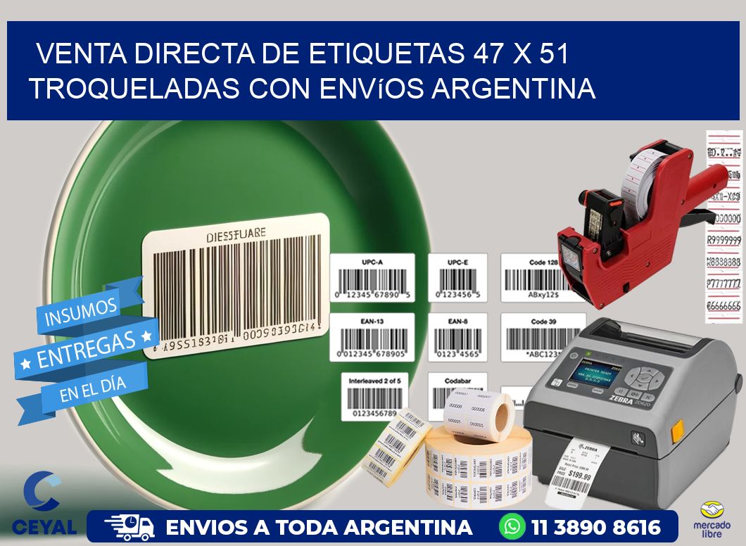 Venta directa de etiquetas 47 x 51 troqueladas con envíos Argentina