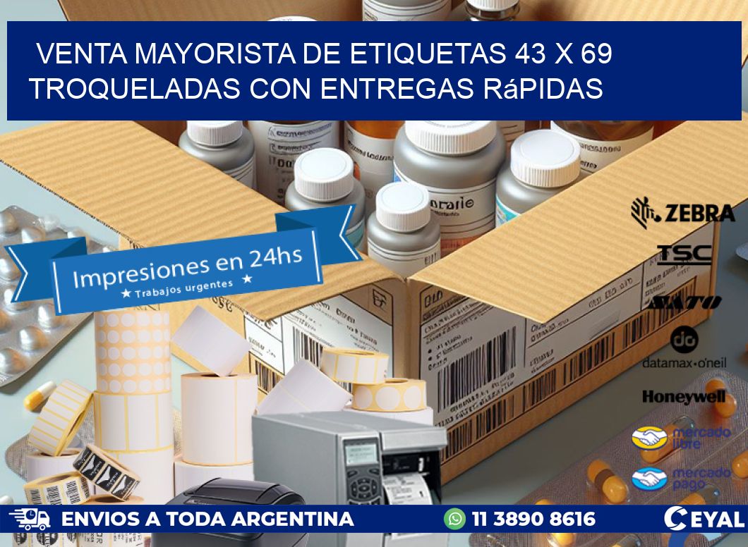 Venta mayorista de etiquetas 43 x 69 troqueladas con entregas rápidas