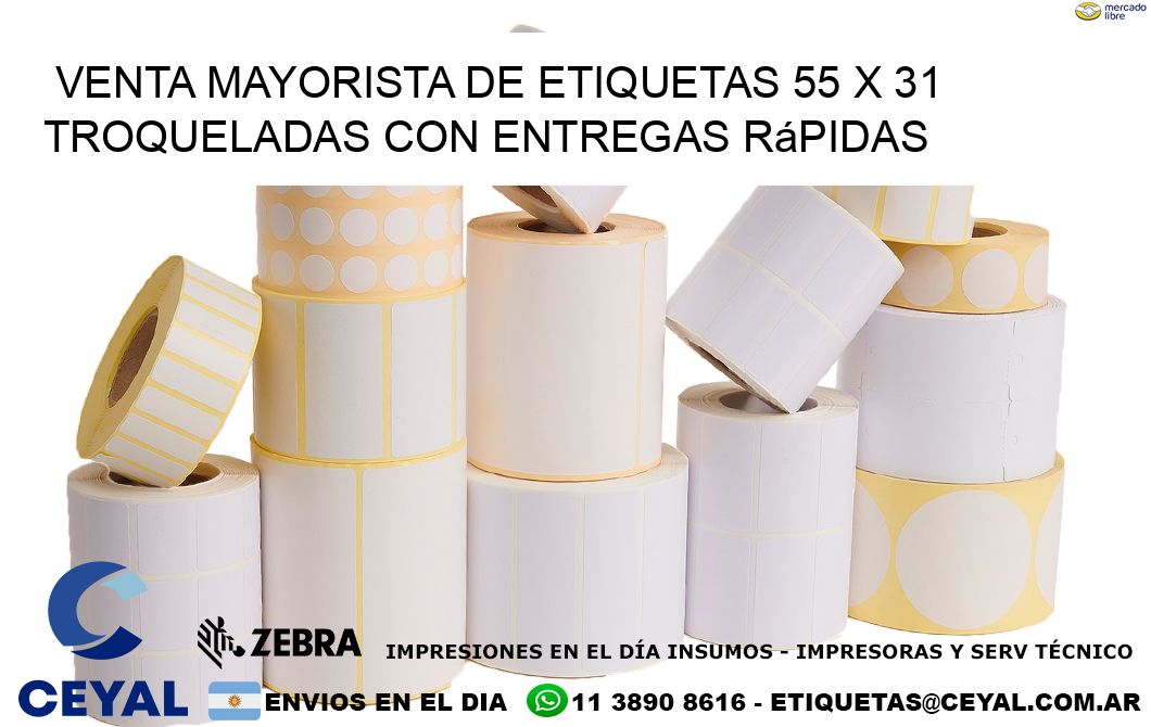 Venta mayorista de etiquetas 55 x 31 troqueladas con entregas rápidas