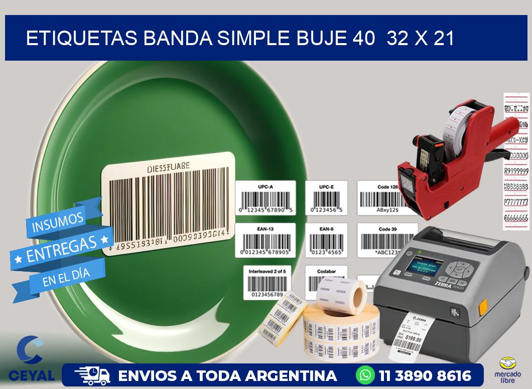 etiquetas banda simple buje 40  32 x 21